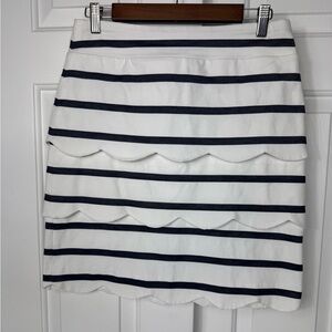 J MCLAUGHLIN‎ NEW Providence Scallop Pencil Skirt Stripe White and Navy Size 6